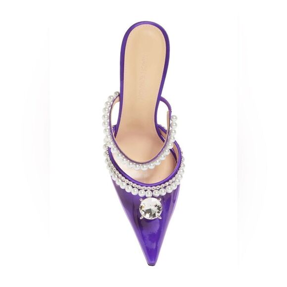 NWOB MACH & MACH Diamond Of Elizabeth Embellished PVC Heeled Mules size 37 - Picture 5 of 14